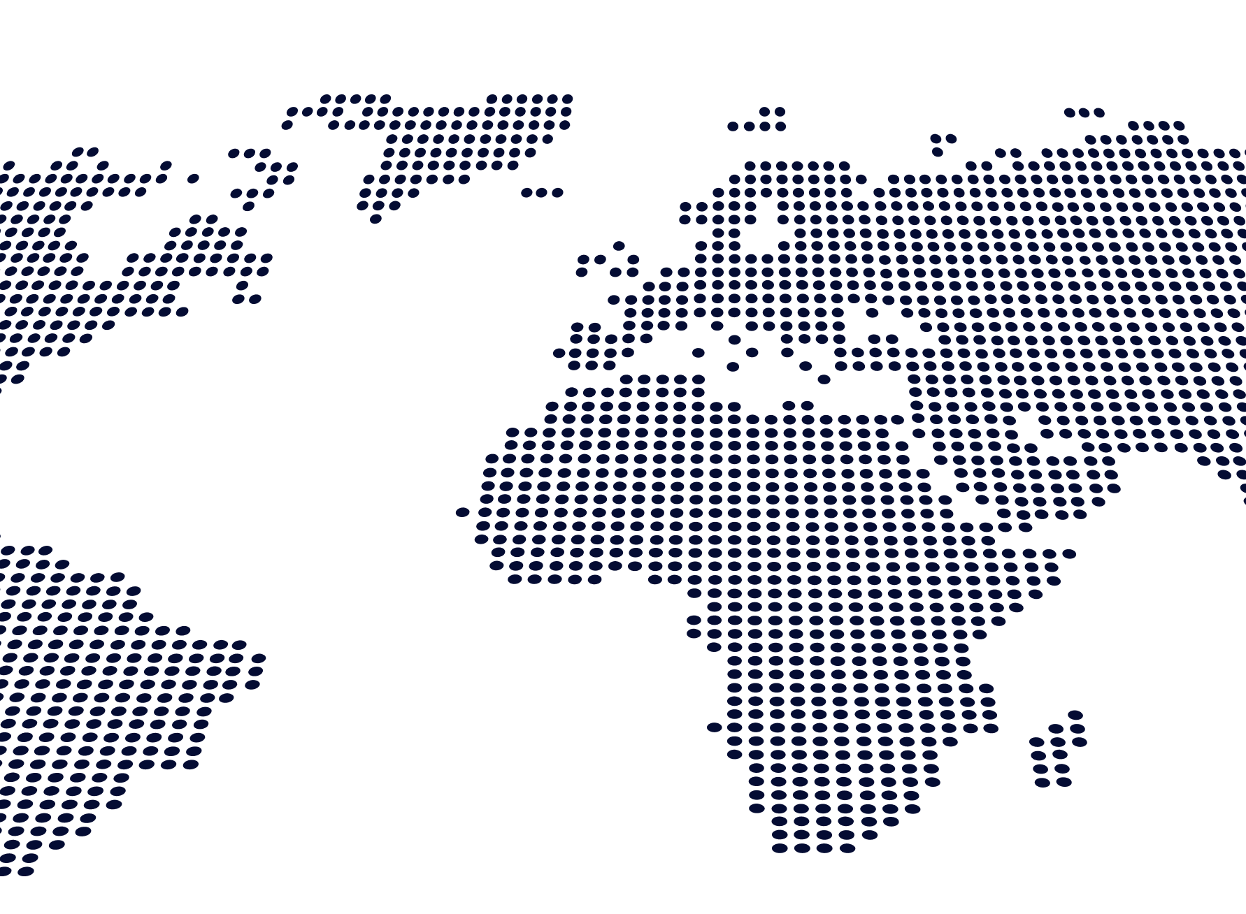 Dotted world map showing parts of North America, Europe, Africa, and Asia in dark blue dots on black background.